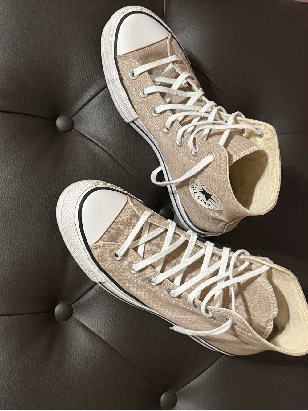 Converse High-Top Sneakers in Beige and White